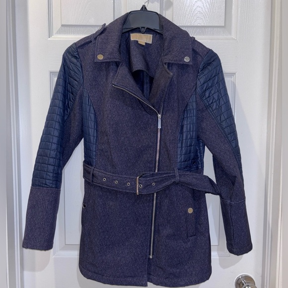 MICHAEL Michael Kors Jackets & Blazers - Michael Kors Women's Navy Blue Heather Winter Rain Coat Jacket SZ M​